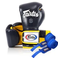 Боксерські рукавички Fairtex BGV9 Mexican Blue/Yellow 12 унцій (бинти в комплекті) (BGV9_Mexican_12oz_Blue/Y)