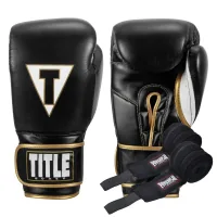 Boxing gloves Title Boxeo Mexican Leather Quatro Black/White 12 oz (BATGE4 12 oz BK/WH)