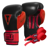 Title Boxing All Heart Bag Gloves 2.0 Black/Red 12 oz (AHABG2 12 oz BK/RD)