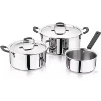 Tableware set MasterPro Foodies collection 2 pans and ladle 16/20/24 cm (BGEU-5539)