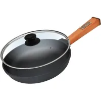 Brizoll Optima cast iron frying pan with handle and glass cover 220x40 mm (O2240-P-C)