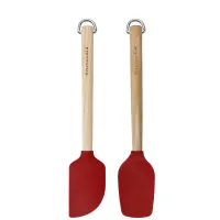 Лопатка кухонна KitchenAid Coreline для тіста, Набір 2 шт, 23,5 см, береза, червоний (KQR750OHERE)
