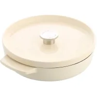 Сотейник KitchenAid Cast Iron чавунний з кришкою, 26 см, 2,77 л, мигдалевий крем (CC009010-001)