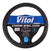 Steering wheel cover VITOL M black. (VLU 2406025 M)