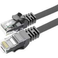Patch cord 0.5m, UTP, sat 6, CU, AWG32, TopSpeed Cable Ethernet RJ45 Splitter Network Flat Cable, Black Essager (EXCWXB-JSB01)