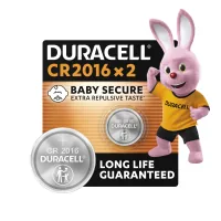 Battery CR 2016 special lithium tablet type 2016 3V, 2 pcs. in a Duracell package (5007667/5010969/5014810)