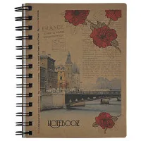 Notebook Buromax spiral side, B6, 96sheets, KRAFT, square (assorted) (BM.2479)