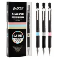 Mechanical pencil Baoke HB 0.5 mm, with grip, with eraser, black (PENCIL-BAO-ZD111)