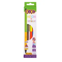 Colored pencils ZiBi Kids line Neon+Metallic, 6 pcs. 12 colors (ZB.2465)