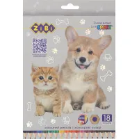 Colored pencils ZiBi Dogs&Cats hexagonal 18 colors (ZB.2428)