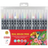 Maxi markers REAL BRUSH brushes, 18 colors, line 0.5-6 mm (MX15231)