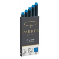 Parker Fountain Pen Ink Quink Cartridges / 5pcs Blue Washable (11 410WBL)