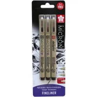 Sakura liner Pigma Micron set 2 pcs (0.1/0.5) + 1 liner-brush Pigma Brush Black, in a blister (8712079441685)