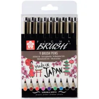 Liner Sakura Set of liner brushes Pigma Brush, 9 colors (8710141131137)