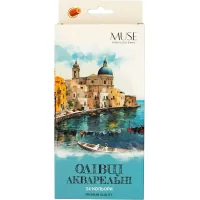 Colored pencils Muse Watercolor Hexagonal with brush and sharpener 24 pcs (106M-24)