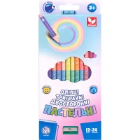 Colored pencils Schoolboy Pastel double-sided with a sharpener 12 pcs 24 colors (312120003-UA)