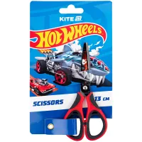 Kite children's scissors with rubber inserts and a pattern on the blade Hot Wheels 13 cm (HW25-148)