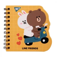 Notebook Yes 100x100 mm 30 sheets double spiral Line Friends yellow dots (151812)