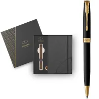 Ballpoint pen Parker SONNET 17 Matte Black Lacquer GT BP + Parker notebook + gift pack. GIFT24 (84 832b24)