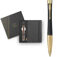 Ручка кулькова Parker URBAN 17 Muted Black GT BP + блокнот Parker + подар.упаковка GIFT24 (30 035b24)