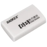 Гумка Baoke прямокутна 39 х 23 х 10 мм, TPR білий 6B, 36 шт (E632)