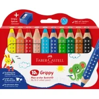 Colored pencils Faber-Castell Jumbo Grippy watercolor, 10 colors + sharpener (110636) (33043)