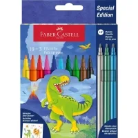 Faber-Castell Dinosaur felt-tip pens 10 colors + 3 metallics + stickers in a cardboard box (32962)
