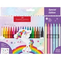 Faber-Castell felt-tip pens Unicorn 18 colors + 6 pastel metallics + stickers in a cardboard box (32633)