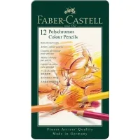 Colored pencils Faber-Castell Polychromos, metal box, 12 colors (110012) (15440)