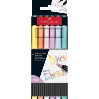 Faber-Castell felt-tip pens Black Edition Pastel brushes in pastel colors, 6 colors (32357)