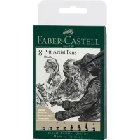 Liner Faber-Castell set of capillary pens PITT ARTIST PEN col. black 8 pcs (XXS, S, F, M, 1.5, C, B, FH) (32112)