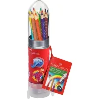 Colored pencils Faber-Castell Grip 15 colors in a plastic tube in the shape of "Rockets" (112457) (27635)