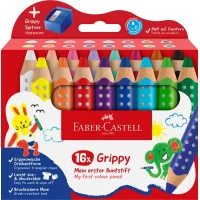 Colored pencils Faber-Castell XXL Jumbo Grippy watercolor, thickened, with a soft lead 16 colors + sharpener (110645) (33044)