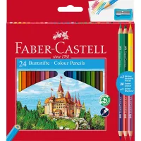 Colored pencils Faber-Castell 24 colors "Castle" + 3 two-color pencils + sharpener, (110324) (5515)
