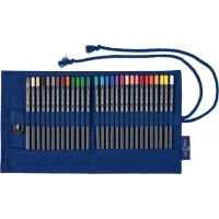 Faber-Castell Goldfaber colored pencils in a fabric roll case with accessories, 27 colors, 114752 (28943)