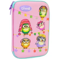 Пенал Cool For School з тисненням 1 відділення Рожевий (QT-5669-Pink)