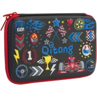 Пенал Cool For School з тисненням 1 відділення Чорний (QT-3992-Black)