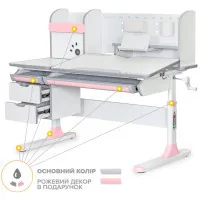 Парта Mealux Hamilton Multicolor Pink (BD-680 W/G MC+PN з полицею)