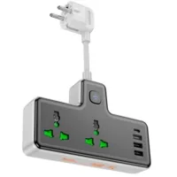 Network power filter HOCO AC11A, 2 outlets, 3 USB, USB-C, 17W, 1.5m Black (AC11AB)