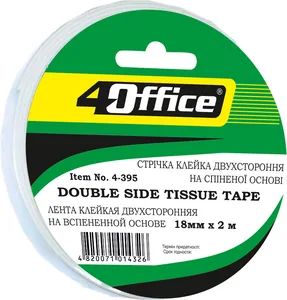 Скотч двосторонній 24*2м "4OFFICE" /4-396/ ПОРИСТИЙ (6/72)