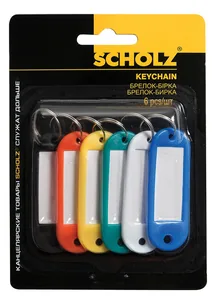 Брелок - бирка "SCHOLZ" /4401/ пластик, кол. асорті (уп 6шт) (1/24)