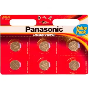 Батарейка "Panasonic" /CR 2025/6bl/ lithium, 3V, монетка 20*2,5мм (6)