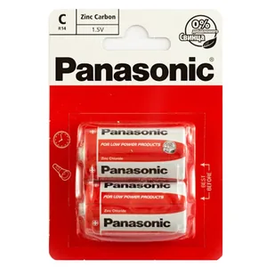 Battery "Panasonic" /R-14/2bl/809/ salt, 1.5V, barrel. 50*26.2mm red (2/24)