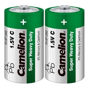 Батарейка "Camelion" /R14/2bl(green)/369/ сольова, 1,5V, бочонок. 50*26,2мм (2/12)