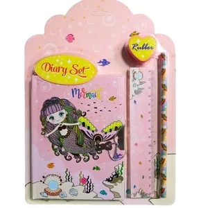 Stationery set WB /BF64937/ "Mermaids" (Notebook A6 lock with foil + ruler + eraser + pencil) (1/48)