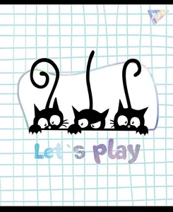 Student's notebook "YES" 24 sheet # /765234/ "Playful kitties" soft-touch + foil silver holograph. (10/160)