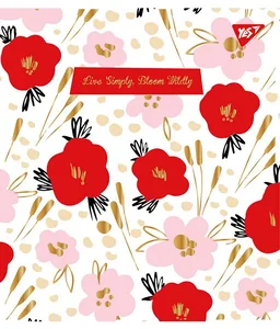 Student's notebook "YES" 24 sheets # /765261/ "Wild bloom" gold foil+soft-touch+UV selection. (10/160)