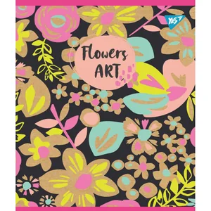 Student's notebook "YES" 24 sheets # /765100/ "Flowers art" kraft, white+glitter (10/160)