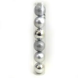 Set of Christmas balls "JO" /DSCN0922-7-12-S/ tube "SILVER" 7cm,/12 pcs., PVC