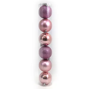 Набір новорічних кульок "JO" /DSCN0920-6-6/ тубус "ROSE" 6см, /6шт., PVC,